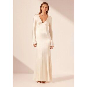 NWT Shona Joy La Lune Plunged Panelled Maxi Dress in Cream
